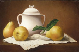 fine art paintings for sale - still life oil painting "pears" by leah kristin dahlgren