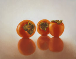 fine art paintings for sale - fine art paintings for sale - still life oil painting &quotpersimmons" by leah kristin dahlgren